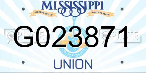 G023871 Mississippi License Plate