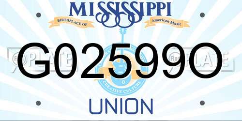 G02599O Mississippi License Plate