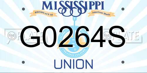 G0264S Mississippi License Plate