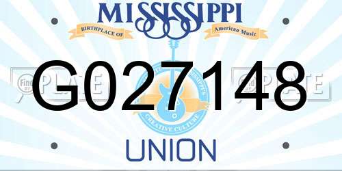 G027148 Mississippi License Plate