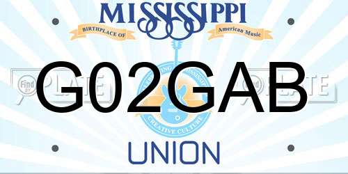 G02GAB Mississippi License Plate