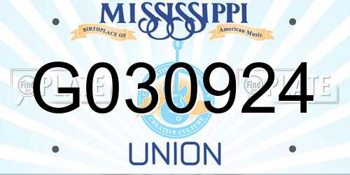 G030924 Mississippi License Plate