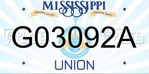 G03092A Mississippi License Plate