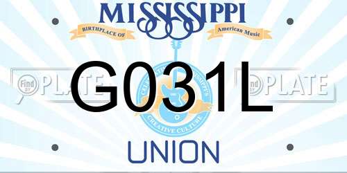 G031L Mississippi License Plate