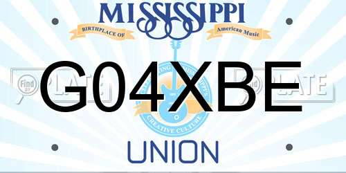 G04XBE Mississippi License Plate