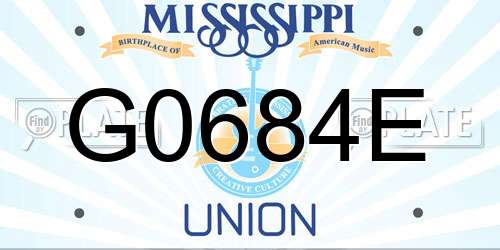 G0684E Mississippi License Plate