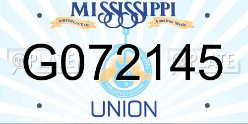 G072145 Mississippi License Plate