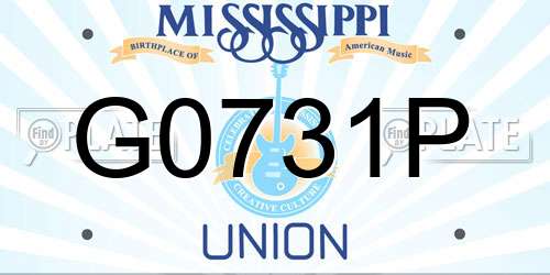 G0731P Mississippi License Plate
