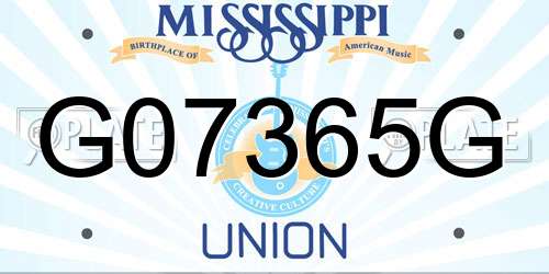 G07365G Mississippi License Plate