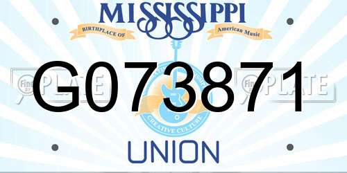 G073871 Mississippi License Plate