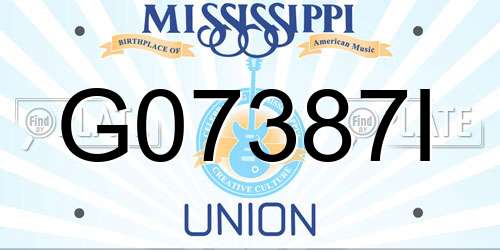 G07387I Mississippi License Plate