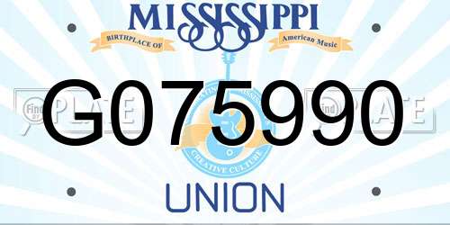 G075990 Mississippi License Plate