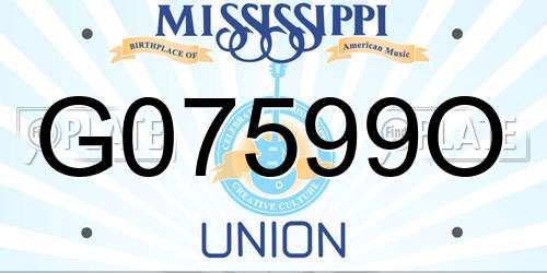 G07599O Mississippi License Plate