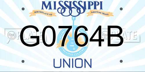 G0764B Mississippi License Plate