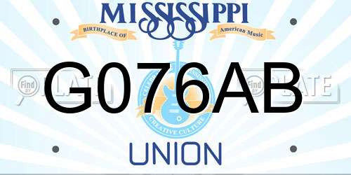 G076AB Mississippi License Plate