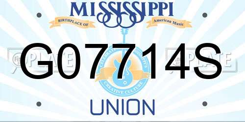 G07714S Mississippi License Plate
