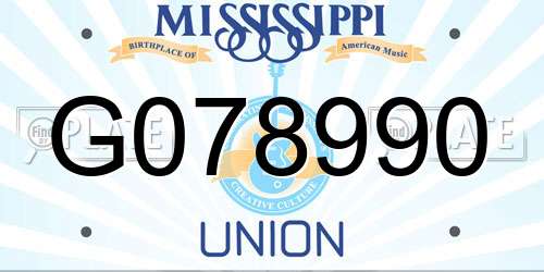 G078990 Mississippi License Plate