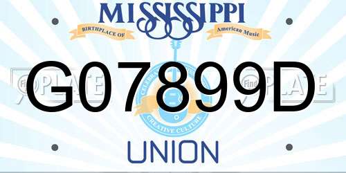 G07899D Mississippi License Plate