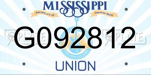 G092812 Mississippi License Plate