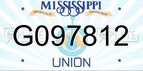 G097812 Mississippi License Plate