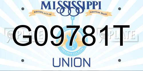 G09781T Mississippi License Plate