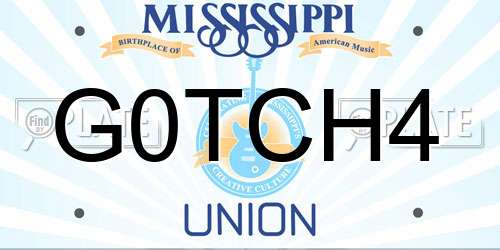 G0TCH4 Mississippi License Plate