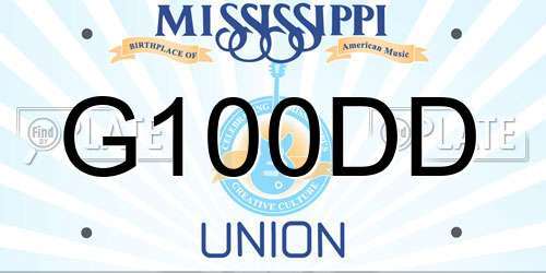 G100DD Mississippi License Plate
