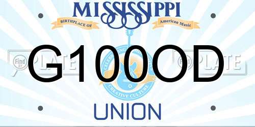 G100OD Mississippi License Plate