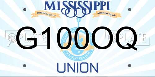 G100OQ Mississippi License Plate
