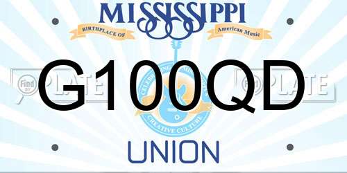 G100QD Mississippi License Plate