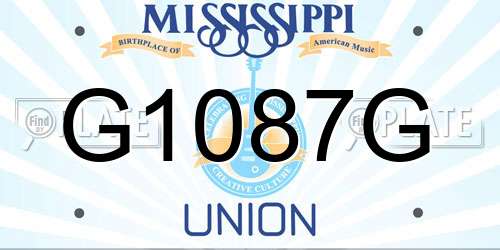 G1087G Mississippi License Plate