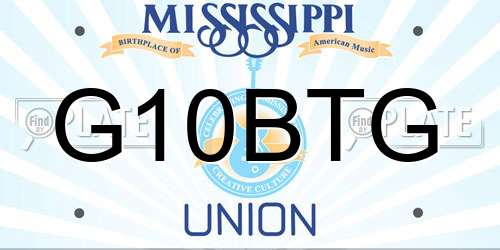 G10BTG Mississippi License Plate