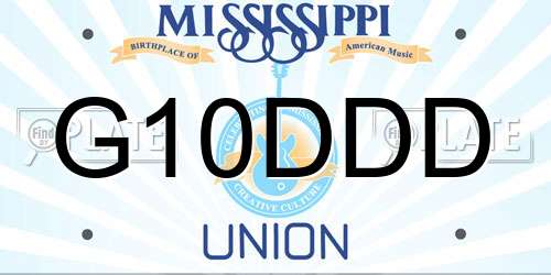 G10DDD Mississippi License Plate