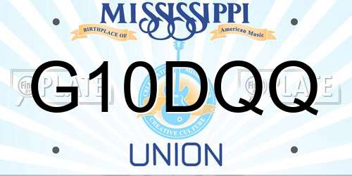 G10DQQ Mississippi License Plate