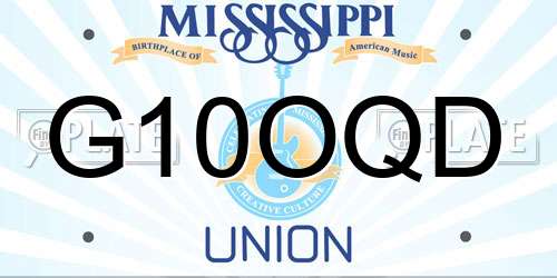 G10OQD Mississippi License Plate