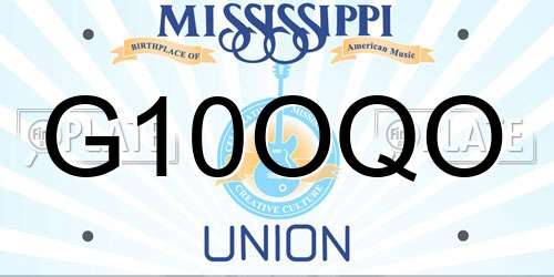 G10OQO Mississippi License Plate