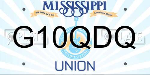 G10QDQ Mississippi License Plate