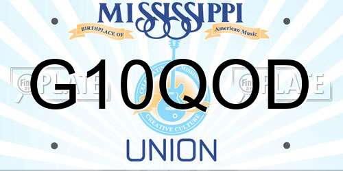 G10QOD Mississippi License Plate