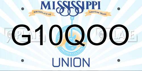 G10QOO Mississippi License Plate