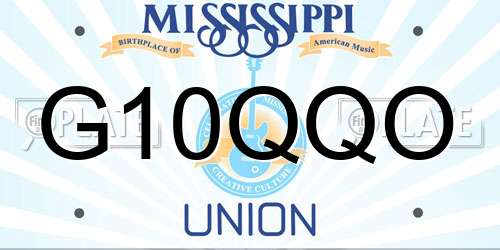 G10QQO Mississippi License Plate