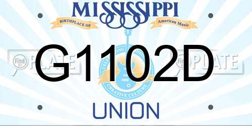 G1102D Mississippi License Plate