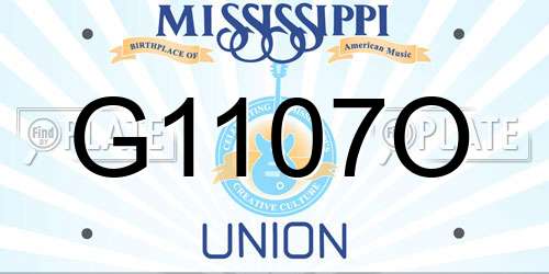 G1107O Mississippi License Plate