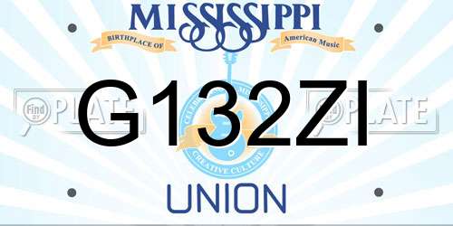 G132ZI Mississippi License Plate