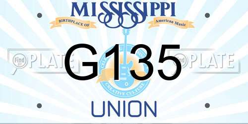 G135 Mississippi License Plate