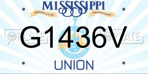 G1436V Mississippi License Plate