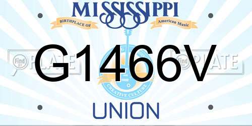 G1466V Mississippi License Plate