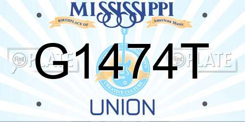 G1474T Mississippi License Plate