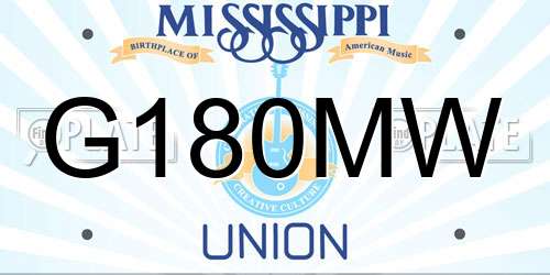 G180MW Mississippi License Plate