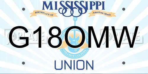 G18OMW Mississippi License Plate