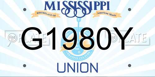 G1980Y Mississippi License Plate